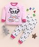 Little Marine Cotton Knit Full Sleeves Panda  Printed   Night Suit - Pink