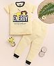 Little Marine Cotton Knit Half Sleeves Lion Printed   Night Suit - Yellow