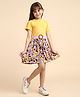 Little Marine Half Sleeves Floral Printed Fit & Flare Dress - Yellow