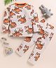Little Marine Cotton Knit Full Sleeves Tiger Printed Night Suit -  Off White