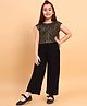 Little Marine Sleeveless Sequin Embellished  Cotton Jumpsuit - Golden & Black