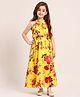 Little Marine Halter Neck Floral Printed  Fit & Flare Dress - Yellow