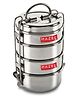 HAZEL Traditional Design Stainless Steel 4 Containers with Locking Clip Tiffin Dabba, Silver