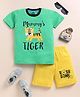 Little Marine Half Sleeves Tiger  Printed Cotton Tee &  Shorts - Green & Yellow