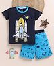 Little Marine Half Sleeves Rocket   Printed Cotton Tee &  Shorts - Navy Blue