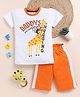 Little Marine Half Sleeves Animals   Printed Cotton Tee &  Shorts - White