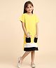 Little Marine Half Sleeves Zebra  Printed A Line Dress - Yellow