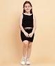 Little Marine Sleeveless Solid   Cotton Top & Skirt Set - Black