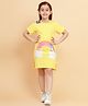 Little Marine Half Sleeves Rainbow Printed A Line Dress - Yellow