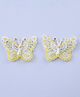 CHOKO Set Of 2 Pearl & Beads Embellished Butterfly Hair Clips - Yellow White & Silver