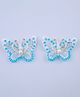 CHOKO Set Of 2 Pearl & Stone Embellished Butterfly Hair Clips - Blue White & Silver