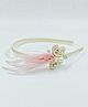 CHOKO Feather & Pearl Detailed Hair Band - Pink Transparent & Off White
