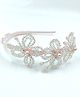 CHOKO Beads Embellished & Floral Crown Detailed Hair Band - Pink Transparent & White