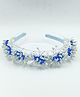 CHOKO Floral Beaded Hair Band - Navy Blue White & Blue