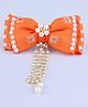 CHOKO Bow Pearl Embellished Hair Clip - Orange White & Gold