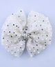 CHOKO Pearl & Stone Embellished Bow Detailed Hair Clip - Off White Transparent & Silver