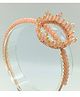 CHOKO Pearl & Beads Embellished Princess Crown Shaped Hair Band - Peach Gold & Transparent