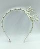 CHOKO Pearl & Beads Embellished Princess Crown Shaped Hair Band - White Silver & Off White
