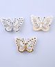 CHOKO Set Of 3 Beads & Bow  Detailed Hair Clips - White Off White & Gold