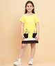 Little Marine Half Sleeves Zebra Printed  A Line Dress - Yellow