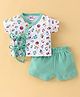 Ben Benny Single Jersey Half Sleeves Night Suit with Side Tie Up Space Print - Green