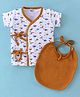 Ben Benny Interlock Knit Half Sleeves Vest with Bib Aeroplane Print - Brown & White