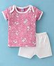 Ben Benny Single Jersey Half Sleeves Night Suit Marie Cat Print - Pink & White