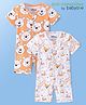 Babyoye Disney Interlock Knit Half Sleeves Romper With Winnie The Pooh Print Pack Of 2 - Orange & White
