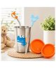 Adore Bliss Stainless Steel Tumbler with Lid, Hole Lid, Straw and Brush Set- Orange 300ml