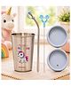 Adore Bliss Stainless Steel Tumbler with Lid, Hole Lid, Straw and Brush Set- Grey 300ml