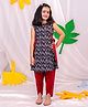 Vastramay Sleeveless Fishes Printed Kurta With Dhoti Style Pant - Black & Maroon