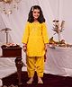 Vastramay Cotton Three Fourth Sleeves Floral Motif Printed Kurta With Patiala & Dupatta - Yellow