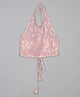 Saka Designs by Sapna Georgette Sequin Embellished Halter Neck Crop Top - Pink