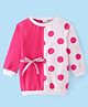 Babyhug 100% Cotton Knit Full Sleeves Frock With Polka Dot -Pink