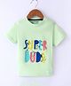 Little Darlings Cotton Knit Half Sleeves Colourful Text Print T-Shirt - Pista Green
