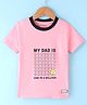 Little Darlings Cotton Knit Half Sleeves T-Shirt with Text & Smiley Print - Pink
