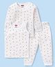 Babyhug Full Sleeves Vest Pullover & Bottom Thermal Wear Combo Floral Print Pack Of 3 - Off White