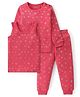 Babyhug Cotton Full Sleeves & Sleeveless Thermal Vests & Pant Set with Snow Print - Pink