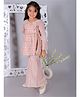 Ka-mee Three Fourth Sleeves Floral Printed & Lace Embellished Kurta With Sharara - Pink