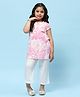 BIBA Half Sleeves Floral Printed Kurta & Pant Set - Pink