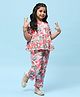 BIBA Half Sleeves Floral Printed Coordinating Kurta Pant Set - White