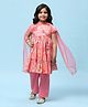 BIBA Half Sleeves Floral Printed Kurta Pant & Dupatta Set - Pink