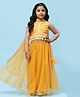 Biba Sleeveless Floral Printed & Lace Embellished Lehenga With Choli & Dupatta - Yellow