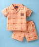 Jb Club Looper Half Sleeves Checked Coordinating Shirt With Shorts - Orange
