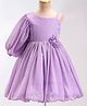 Babyhug One Shoulder Sleeves Fit & Flared Party Frock with Floral Applique - Lavender