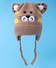 Babyhug Woollen Cap With Tiger Design - Brown