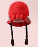 Babyhug Woollen Cap With Bow Applique - Red