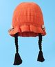 Babyhug Woollen Cap With Bow Applique - Orange