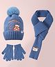 Babyhug Woolen Cap Gloves & Muffler Set Bear Design - Blue