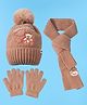 Babyhug Woolen Cap Gloves & Muffler Set Bear Design - Brown